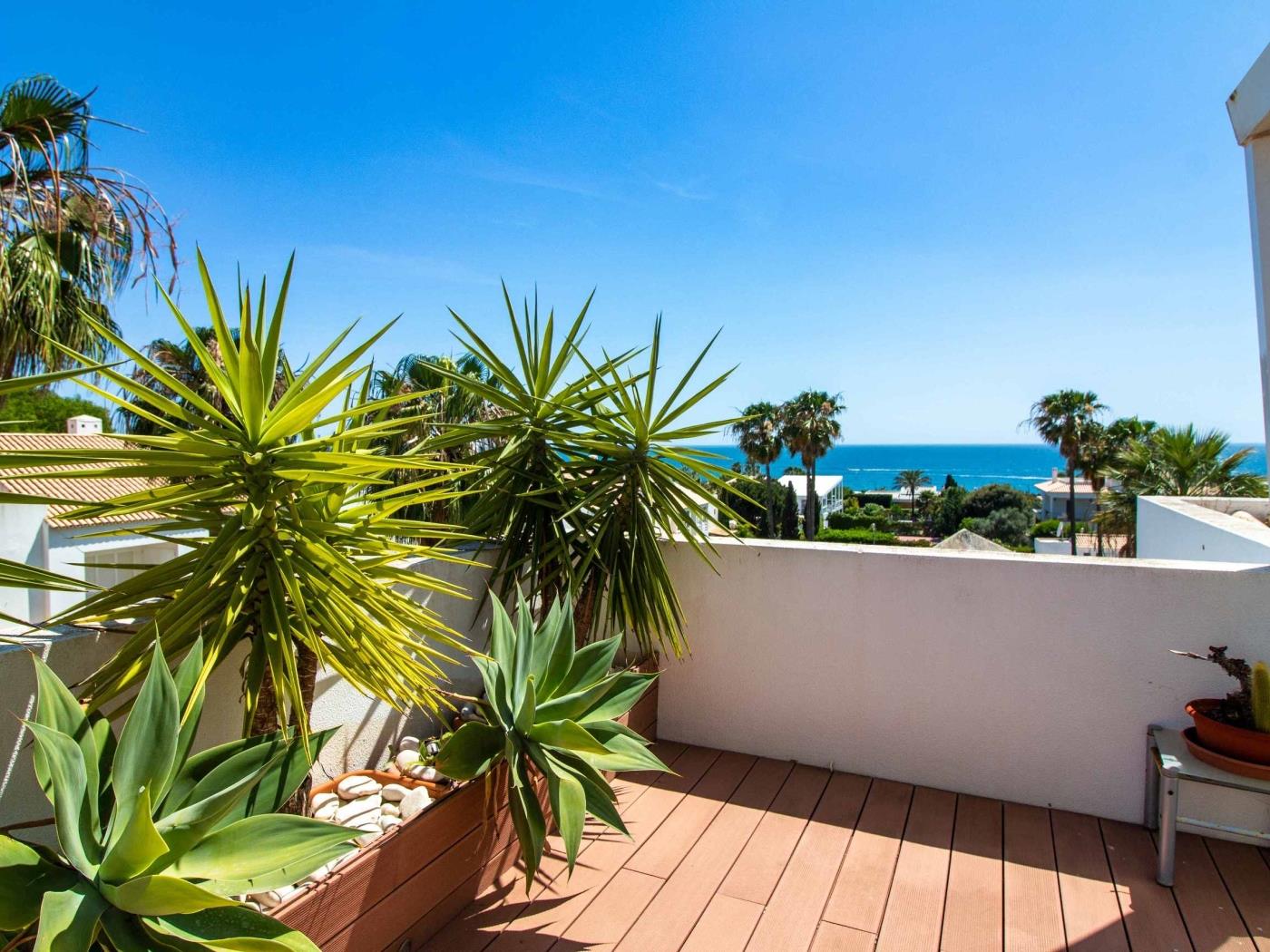 Ocean-view upper terrace at Dunas Salgados Apartment