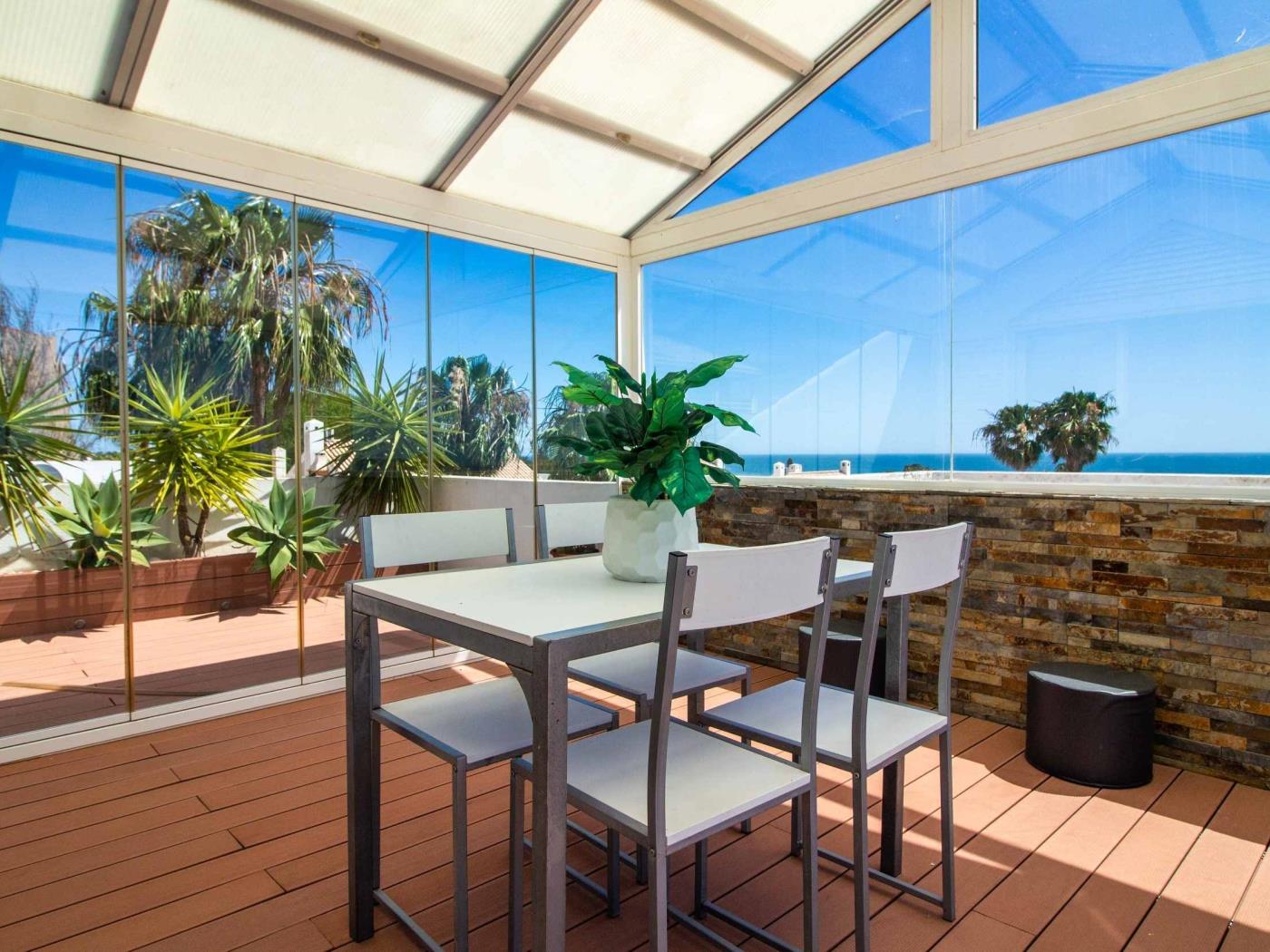 Upper terrace with Atlantic Ocean view at Dunas Salgados Apartment